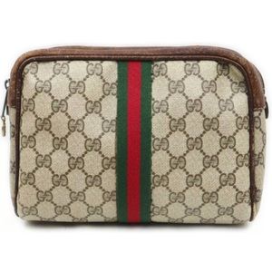 💯Authentic Gucci Sherry Web Pouch Clutch Bag